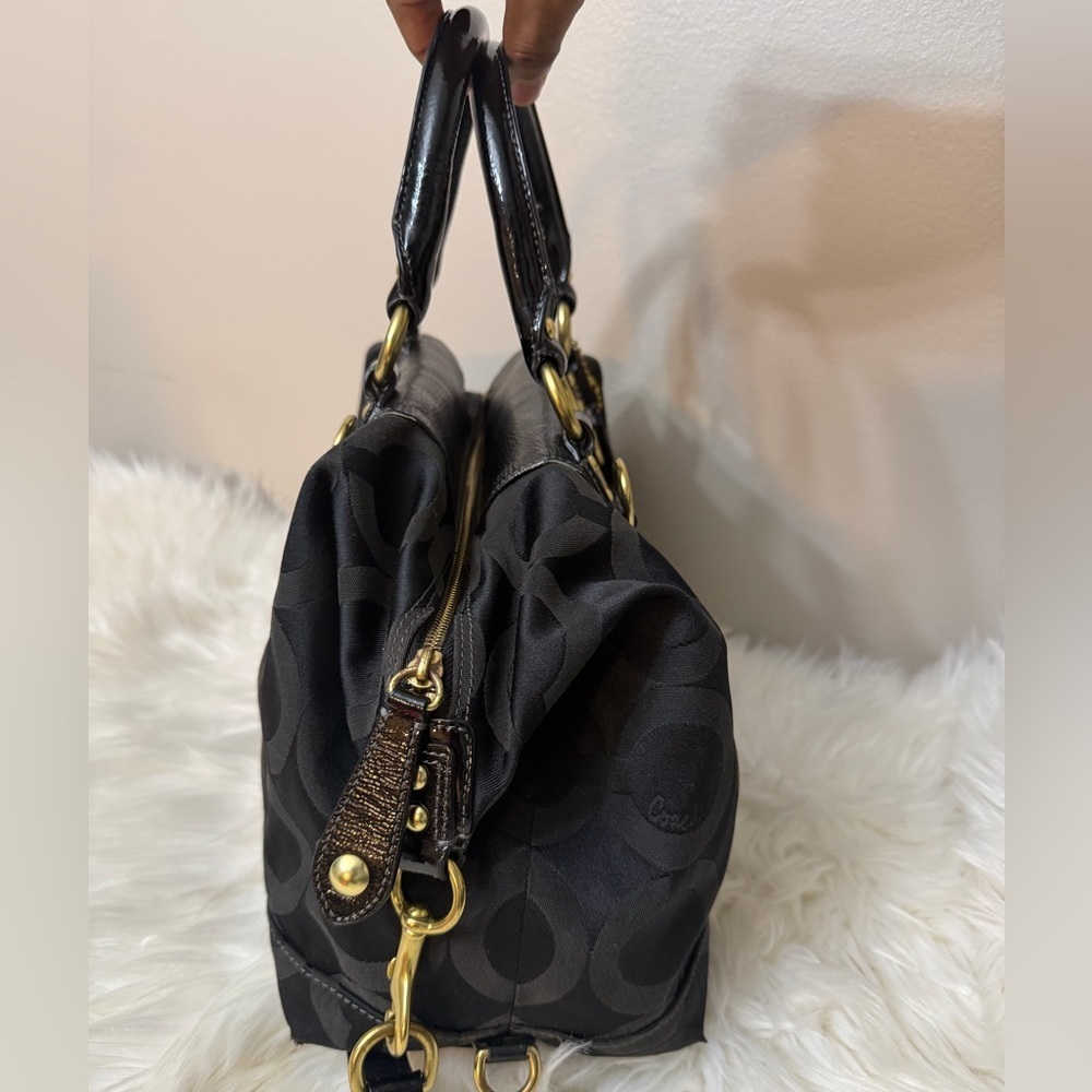 Vintage Coach Black Satchel with Gold Accents#12943 - Picture 5 of 14